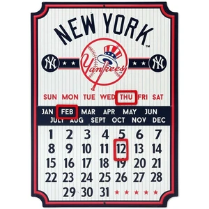 MLB New York Yankees Metal Perpetual Wall Calendar with Magnets, 10 x 14 in - Picture 1 of 4