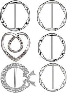 6PCS Silk Scarf Ring Clip T-shirt Tie Clips for Women Fashion Metal Ring... - Picture 1 of 7