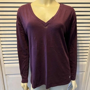 Top para mujer ROSA Victoria's Secret manga larga cuello en V púrpura talla S - Imagen 1 de 7