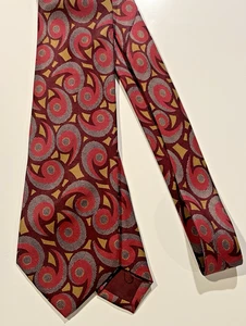 Corbata de seda vintage Giorgio Armani abstracta oro rojo estampado repetitivo 56 x 3,25" - Imagen 1 de 7