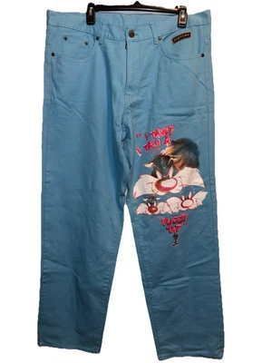 VTG Iceberg History Jeans Mens 38 Sylvester Light Blue Denim Baggy Hip Hop Y2K - Image 1 of 4