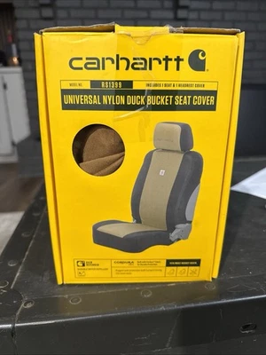 Carhartt - Universal Nylon Duck Canvas Fitted Bucket Durable Seat Cover, Brown - Image 1 of 2