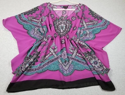 Top Nicole Miller Peplum para mujer grande L multicolor damasco cintura elástica Foto 1 de 4