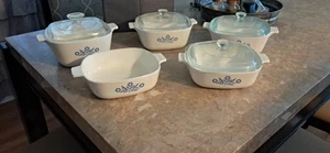 Corning Ware Vintage Cornflower Blue Casserole Dishes Set Of 5 With 4 Lids - Picture 1 of 6
