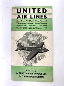 1933 Chicago Worlds Fair United Air Lines Brochure Boeing Travel - Foto 1 di 11
