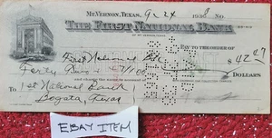 MT 1938 VERNON TEXAS Die erste Nationalbank Dorsey Co. Dallas - Bild 1 von 3