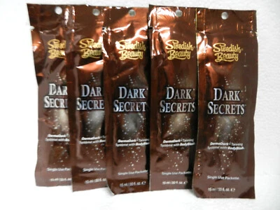 PAQUETES DE 5 PAQUETES LOCIÓN BRONCEADORA CAMA BRONCEADORA DARK SECRETS DE BELLEZA SUECA ¡RARA! Foto 1 de 2