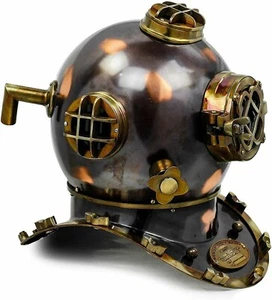 18" Brass Antique Finish Deep Sea US Navy Mark V Diving Scuba Divers Helmet Gift - Picture 1 of 4