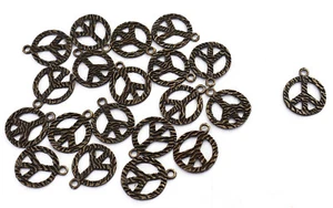 Indian Crafting Supplies Dress Accessories By 6 PCs Peace Sign Metal Appliques - Picture 1 of 1