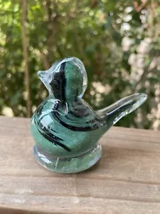 Lead crystal bird paperweight-hand Cut-Green/Black Swirl- West Germany - Picture 1 of 8