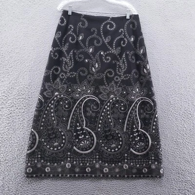 Maxi falda Talbots para mujer mezcla de lana línea A 12 negra bordada cachemira Foto 1 de 4