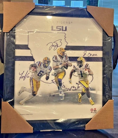 LSU TIGERS  2021 Franchise Foundations Collage- Marshall, Jr., Burrow & Chase Cover