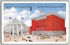 Boston, Massachusetts MA - Terminal Station & Hotel Essex - Vintage Postcard