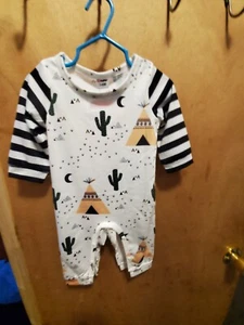 Baby Boy/Girl Print Striped Long Sleeve Romper White Brand new 3-6 months - Picture 1 of 5