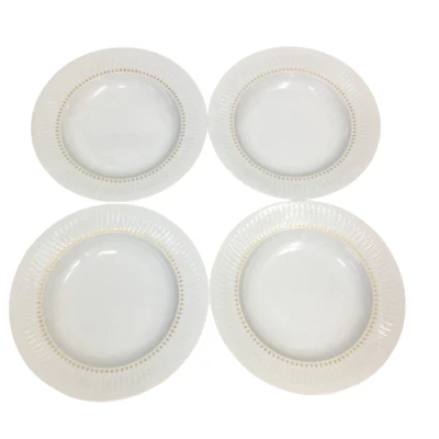 Lorenz Hutschenreuther Germany CONSTANZE POESIE 9.25" Salad Bowls Gold Trim 4 PC - Image 1 of 4