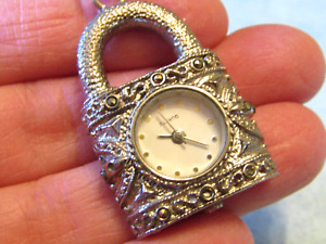 Small Cute Quartz Fancy Lock Design REAL Watch Pendant Necklace