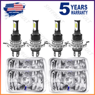 4pcs 4x6'' LED Headlights Hi/Lo For Chevrolet V1500-V2500 Suburban 1989-1991 — 第 1/4 张图片