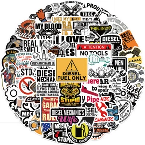 ⭐ 50 Stück Mini Mechanic Diesel Car Style Auto Motor Stysle Sticker Aufkleber - Bild 1 von 5