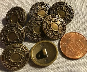 8 Antiqued Brass Tone OVAL Metal Buttons Slightly Domed 11/16" 18mm Long # 8209 - Bild 1 von 1