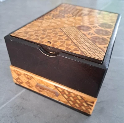 Japanese Yosegi-Zaiku Parque Box Kohikidashi Chest of Drawers 6.7x4.7xH3.3in FS - Image 1 of 4