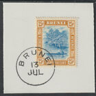 910072 BRUNEI 1907 RIVER SCENA 25c on piece with MADAME JOSEPH FORGED POSTMARK