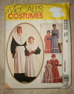 Child McCall 8335 Costume Pattern Pilgrim Pioneer Dress Apron UNCUT Size 14 Girl - Picture 1 of 3