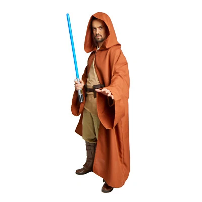 JEDI Obi Wan Wizard Costume STAR WARS CLOAK MONK Adult Robe Chocolate Brown - Image 1 of 4