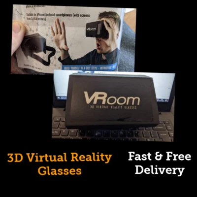 3D VR Virtual Reality Headset Glasses for Smartphone VRoom Fast & Free Postage - Image 1 of 3