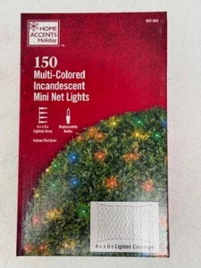 Home Accents 150 Multi-Colored Incandescent Mini Net Lights 4x6 Ft Christmas - Picture 1 of 7