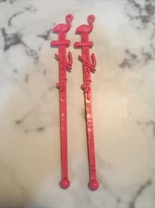 Lot of 2 Pink Flamingo Hotel Las Vegas, Nevada Drink Stirrer Swizzle Sticks - Picture 1 of 5
