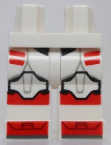 Lego White Hips and Legs Clone Trooper Armor with Knee Pads Red Stripes Pattern - Picture 1 of 1