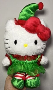 Sanrio Hello Kitty grüne Weihnachtselfe Plüsch Schmuckstück - Bild 1 von 8