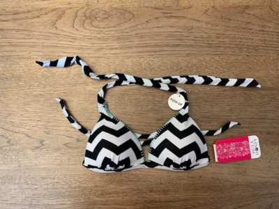 Top de natación de bikini Hula Honey negro blanco Geo X-SPEQUEÑO push up halter triángulo nuevo con etiquetas Foto 1 de 2