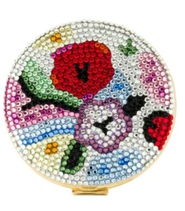 Judith Leiber Crystal Gold Pop ART Red Blue Green Powder Compact Vintage - Picture 1 of 11