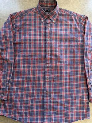 Burberry London USA Mens S Blue Plaid Long Sleeve Button Down Plaid Dress Shirt - Image 1 of 4