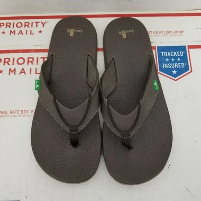Sanuk Beer Acogedoras Chanclas Sandalias Para Hombre Talla 14 Marrón Zapatos Informales Playa Surf Foto 1 de 4