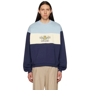 DROLE DE MONSIEUR Le Drôle Fleuri Sweatshirt Rundhals geblümt Größe Small blau - Bild 1 von 12