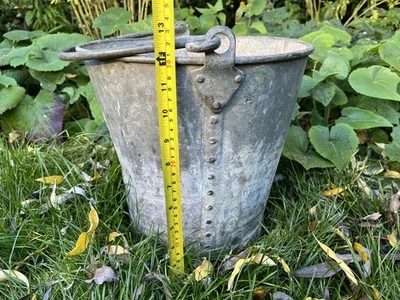 Vintage Riveted Galvanised Metal Bucket Decorative Planter - Image 1 of 4