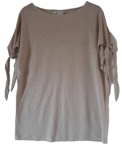 Top de verano 100 % lino beige almendra talla 10 NUEVO - Imagen 1 de 6