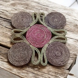 Vtg Square Wicker Straw Hot Pad Trivet Woven Rattan Raffia Boho Farmhouse - Picture 1 of 6