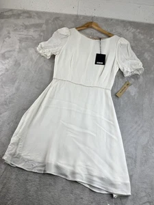 Vestido Reformation para mujer talla 6 marfil Kelly manga abullonada línea A ribete de encaje hecho en EE. UU. - Imagen 1 de 11