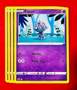 4x Espurr 081/195 Pokémon TCG Silver Tempest NM Playset Common Lot Asako Ito - Picture 1 of 1