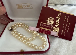 "Collar MAJORICA 925 blanco esterlina simulado perlas 7 mm cuentas anudadas 18""" - Imagen 1 de 7