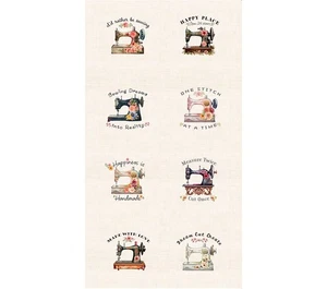 Timeless Treasures - Happy Place - 24" Floral Nähmaschinen Panel - Creme - Bild 1 von 5