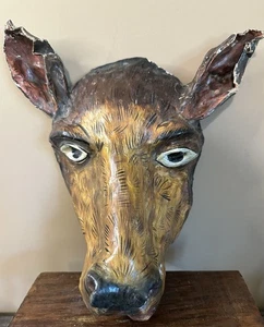 Antique Rare Paper Mache Deer Mask / Wall Art - UNIQUE - Picture 1 of 21