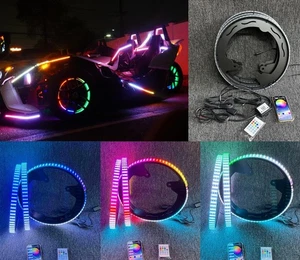 Quad Row LED CHASING 3Wheeler Wheel Ring Lights for Polaris Slingshot Music APP - Picture 1 of 11