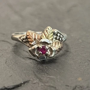 Coleman Co Black Hills Ring Goldakzent Sterlingsilber & Rubin Größe 8 Vintage - Bild 1 von 13