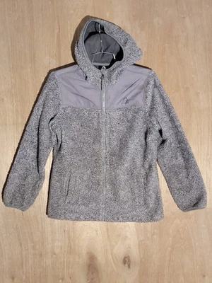 Chaqueta polar con capucha y cremallera completa Reebok gris Sherpa talla L abrigo cálido para hombre Foto 1 de 4