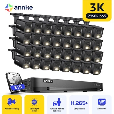 ANNKE 32CH 3K Lite DVR 5MP Audio Security Camera System AI Color Night IP67 CCTV - Image 1 of 4