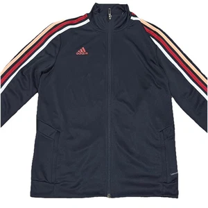 Adidas Climalite Trainingsjacke Full Zip Navy Blau Rot Weiß 3-Streifen Herren Medium - Bild 1 von 8